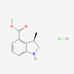 molecular formula C11H14ClNO2 B12989657 Methyl (R)-3-methylindoline-4-carboxylate hydrochloride 