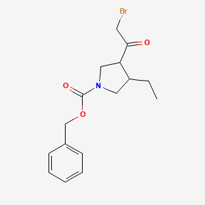 molecular formula C16H20BrNO3 B12989830 Benzyl 3-(2-bromoacetyl)-4-ethylpyrrolidine-1-carboxylate 