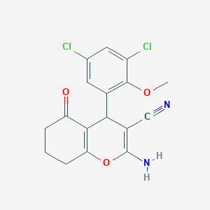 2-Amino-4-(3,5-dichloro-2-methoxyphenyl)-5-oxo-5,6,7,8-tetrahydro-4H-chromene-3-carbonitrile