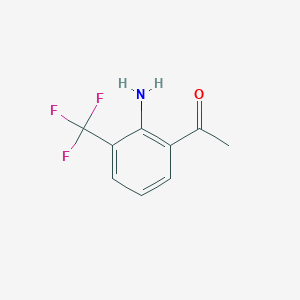 molecular formula C9H8F3NO B12989940 1-(2-Amino-3-(trifluoromethyl)phenyl)ethanone 