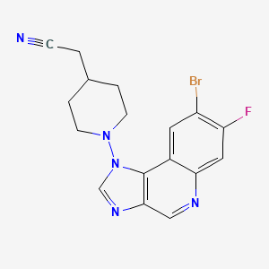 molecular formula C17H15BrFN5 B12989975 2-(1-(8-Bromo-7-fluoro-1H-imidazo[4,5-c]quinolin-1-yl)piperidin-4-yl)acetonitrile 