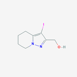 molecular formula C8H11IN2O B12990007 (3-Iodo-4,5,6,7-tetrahydropyrazolo[1,5-a]pyridin-2-yl)methanol 