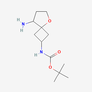 molecular formula C12H22N2O3 B12990203 tert-Butyl (8-amino-5-oxaspiro[3.4]octan-2-yl)carbamate 