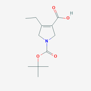 molecular formula C12H19NO4 B12990224 1-(tert-Butoxycarbonyl)-4-ethyl-2,5-dihydro-1H-pyrrole-3-carboxylic acid 