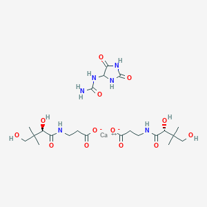 molecular formula C22H38CaN6O13 B12990237 calcium;3-[[(2R)-2,4-dihydroxy-3,3-dimethylbutanoyl]amino]propanoate;(2,5-dioxoimidazolidin-4-yl)urea 