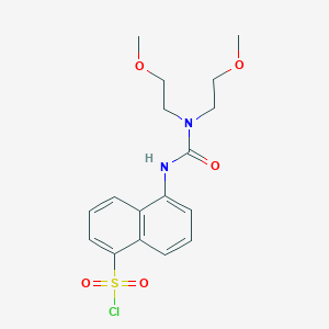 molecular formula C17H21ClN2O5S B12990299 5-[3,3-Bis(2-methoxyethyl)ureido]naphthalene-1-sulfonyl chloride 