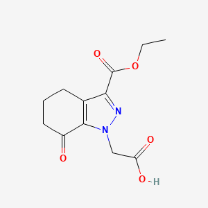 molecular formula C12H14N2O5 B12990457 2-(3-(Ethoxycarbonyl)-7-oxo-4,5,6,7-tetrahydro-1H-indazol-1-yl)acetic acid 