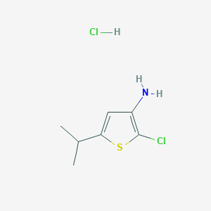 molecular formula C7H11Cl2NS B12990465 2-Chloro-5-isopropylthiophen-3-amine hydrochloride 