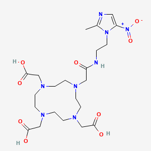 molecular formula C22H36N8O9 B12990477 2,2',2''-(10-(2-((2-(2-Methyl-5-nitro-1H-imidazol-1-yl)ethyl)amino)-2-oxoethyl)-1,4,7,10-tetraazacyclododecane-1,4,7-triyl)triacetic acid 