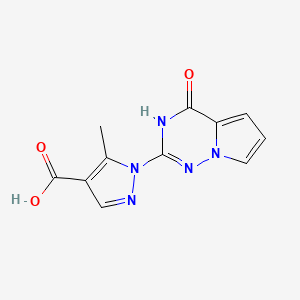 molecular formula C11H9N5O3 B12990530 5-Methyl-1-(4-oxo-3,4-dihydropyrrolo[2,1-f][1,2,4]triazin-2-yl)-1H-pyrazole-4-carboxylic acid 