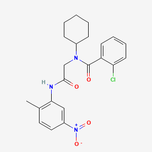 molecular formula C22H24ClN3O4 B12990633 2-Chloro-N-cyclohexyl-N-[(2-methyl-5-nitro-phenylcarbamoyl)-methyl]-benzamide 