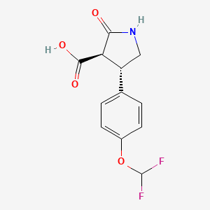 molecular formula C12H11F2NO4 B12990680 Rel-(3R,4S)-4-(4-(difluoromethoxy)phenyl)-2-oxopyrrolidine-3-carboxylic acid 