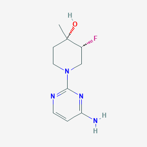 molecular formula C10H15FN4O B12990681 (3R,4S)-1-(4-Aminopyrimidin-2-yl)-3-fluoro-4-methylpiperidin-4-ol 