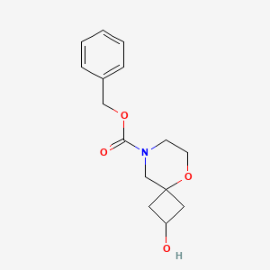 molecular formula C15H19NO4 B12990686 Benzyl 2-hydroxy-5-oxa-8-azaspiro[3.5]nonane-8-carboxylate 