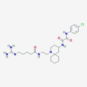 molecular formula C26H40ClN7O3 B12990727 N1-(4-Chlorophenyl)-N2-(1-(2-(5-guanidinopentanamido)ethyl)-1-azaspiro[5.5]undecan-4-yl)oxalamide 