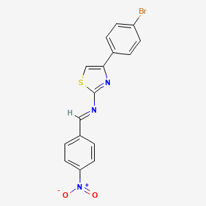 molecular formula C16H10BrN3O2S B12990810 [4-(4-Bromo-phenyl)-thiazol-2-yl]-(4-nitro-benzylidene)-amine 