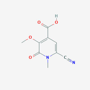 molecular formula C9H8N2O4 B12990840 6-Cyano-3-methoxy-1-methyl-2-oxo-1,2-dihydropyridine-4-carboxylic acid 