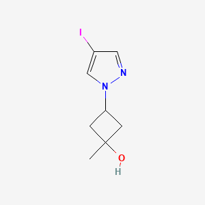 molecular formula C8H11IN2O B12990851 3-(4-Iodo-1H-pyrazol-1-yl)-1-methylcyclobutan-1-ol 