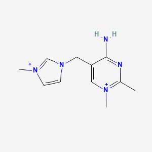 molecular formula C11H17N5+2 B12990864 4-Amino-1,2-dimethyl-5-((1-methyl-1H-imidazol-3-ium-3-yl)methyl)pyrimidin-1-ium 