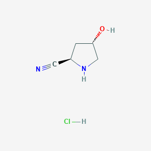 molecular formula C5H9ClN2O B12990926 (2R,4S)-4-Hydroxypyrrolidine-2-carbonitrile hydrochloride 