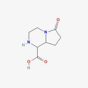 molecular formula C8H12N2O3 B12990981 6-Oxooctahydropyrrolo[1,2-a]pyrazine-1-carboxylic acid 