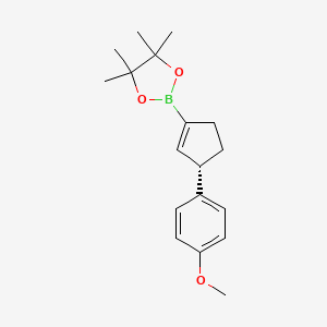 molecular formula C18H25BO3 B12991022 (S)-2-(3-(4-Methoxyphenyl)cyclopent-1-en-1-yl)-4,4,5,5-tetramethyl-1,3,2-dioxaborolane 