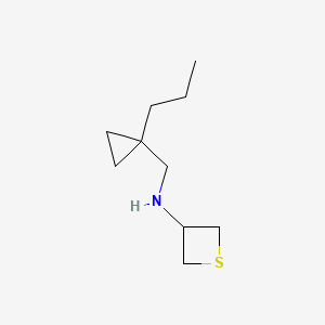 molecular formula C10H19NS B12991143 N-((1-Propylcyclopropyl)methyl)thietan-3-amine 