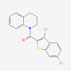 molecular formula C18H13Cl2NOS B12991199 (3,6-Dichlorobenzo[b]thiophen-2-yl)(3,4-dihydroquinolin-1(2H)-yl)methanone 