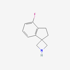 molecular formula C11H12FN B12991226 4'-Fluoro-2',3'-dihydrospiro[azetidine-3,1'-indene] 