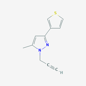 molecular formula C11H10N2S B12991310 5-methyl-1-(prop-2-yn-1-yl)-3-(thiophen-3-yl)-1H-pyrazole 