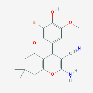 2-Amino-4-(3-bromo-4-hydroxy-5-methoxyphenyl)-7,7-dimethyl-5-oxo-5,6,7,8-tetrahydro-4H-chromene-3-carbonitrile