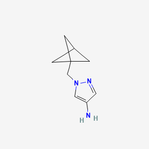 molecular formula C9H13N3 B12991365 1-(Bicyclo[1.1.1]pentan-1-ylmethyl)-1H-pyrazol-4-amine 