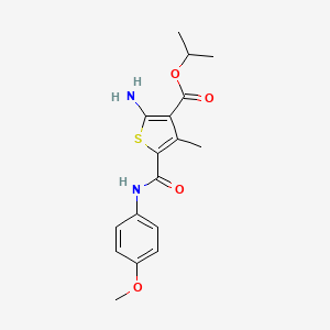 molecular formula C17H20N2O4S B1299141 Isopropyl 2-amino-5-{[(4-methoxyphenyl)amino]carbonyl}-4-methylthiophene-3-carboxylate CAS No. 350997-01-2
