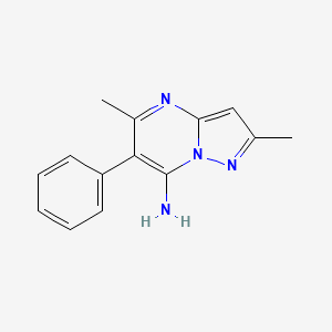 molecular formula C14H14N4 B1299145 2,5-Dimethyl-6-phenylpyrazolo[1,5-a]pyrimidin-7-amine CAS No. 428845-73-2