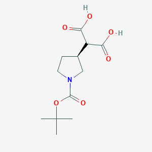 molecular formula C12H19NO6 B12991534 (S)-2-(1-(tert-butoxycarbonyl)pyrrolidin-3-yl)malonic acid CAS No. 1958100-35-0