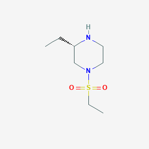 molecular formula C8H18N2O2S B12991545 (S)-3-Ethyl-1-(ethylsulfonyl)piperazine 