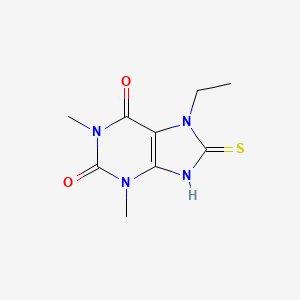 molecular formula C9H12N4O2S B1299157 7-エチル-8-メルカプト-1,3-ジメチル-3,7-ジヒドロ-プリン-2,6-ジオン CAS No. 335403-18-4