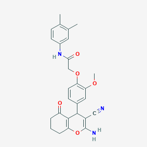 2-(4-(2-Amino-3-cyano-5-oxo-5,6,7,8-tetrahydro-4H-chromen-4-yl)-2-methoxyphenoxy)-N-(3,4-dimethylphenyl)acetamide