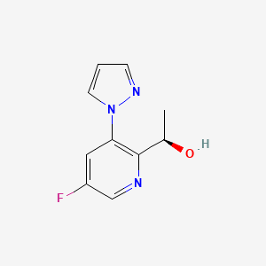 molecular formula C10H10FN3O B12991642 (R)-1-(5-Fluoro-3-(1H-pyrazol-1-yl)pyridin-2-yl)ethan-1-ol 