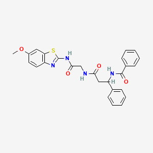 N-(3-((2-((6-Methoxybenzo[d]thiazol-2-yl)amino)-2-oxoethyl)amino)-3-oxo-1-phenylpropyl)benzamide