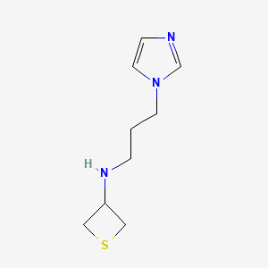 molecular formula C9H15N3S B12991841 N-(3-(1H-Imidazol-1-yl)propyl)thietan-3-amine 