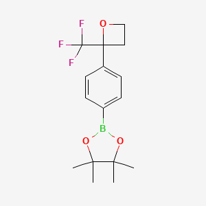 molecular formula C16H20BF3O3 B12991870 4,4,5,5-Tetramethyl-2-(4-(2-(trifluoromethyl)oxetan-2-yl)phenyl)-1,3,2-dioxaborolane 