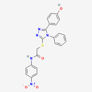 2-((5-(4-Hydroxyphenyl)-4-phenyl-4H-1,2,4-triazol-3-yl)thio)-N-(4-nitrophenyl)acetamide