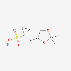 molecular formula C9H16O5S B12992079 1-((2,2-Dimethyl-1,3-dioxolan-4-yl)methyl)cyclopropane-1-sulfonic acid 