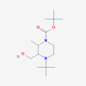 tert-Butyl 4-(tert-butyl)-3-(hydroxymethyl)-2-methylpiperazine-1-carboxylate