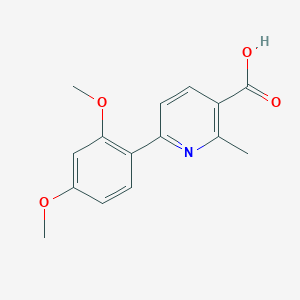 molecular formula C15H15NO4 B12992280 6-(2,4-Dimethoxyphenyl)-2-methylnicotinic acid 