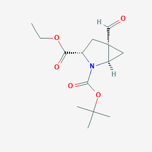 molecular formula C14H21NO5 B12992333 2-(tert-Butyl) 3-ethyl (1R,3S,5S)-5-formyl-2-azabicyclo[3.1.0]hexane-2,3-dicarboxylate 