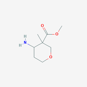 molecular formula C8H15NO3 B12992378 Methyl 4-amino-3-methyltetrahydro-2H-pyran-3-carboxylate 