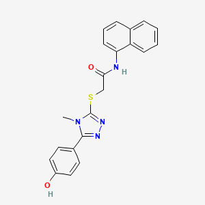 molecular formula C21H18N4O2S B12992453 2-((5-(4-Hydroxyphenyl)-4-methyl-4H-1,2,4-triazol-3-yl)thio)-N-(naphthalen-1-yl)acetamide 