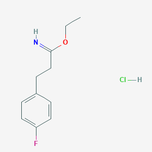 molecular formula C11H15ClFNO B12992484 Ethyl 3-(4-fluorophenyl)propanimidate hydrochloride 